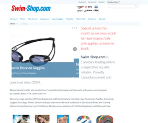 Swim-Shop.ca(Swim Shop for Speedo Swimwear) Screenshot