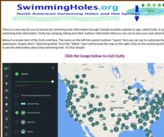 Swimmingholes.org(Swimming Holes and Hot Springs rivers creek springs falls hiking camping outdoors skinny dipping) Screenshot