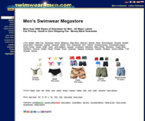 Swimwear4Men.com(Men's Swimwear Megastore) Screenshot