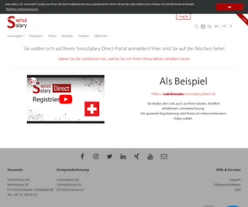 Swisssalarydirect.ch(Info zu Anmeldung auf Ihrem SwissSalary Direct Portal) Screenshot