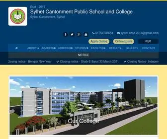 SYlhetcPSC.edu.bd(Sylhet Cantonment Public School And College) Screenshot