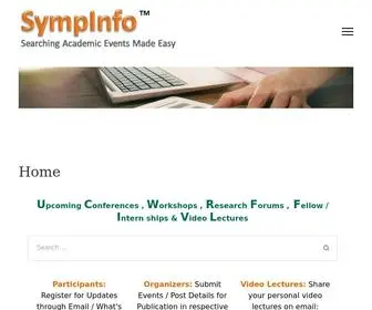 SYmpinfo.com(Upcoming Conferences) Screenshot