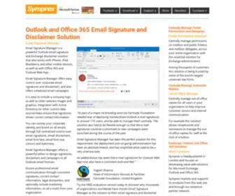 SYMprex.com(Office 365 and Exchange Email Signature and Disclaimer Management and Other Solutions) Screenshot