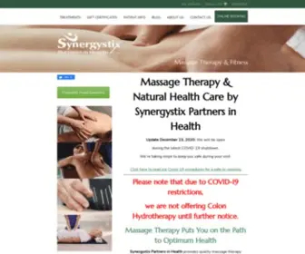 Synergystix.com(Massage Therapy by Synergystix Parners in Health) Screenshot