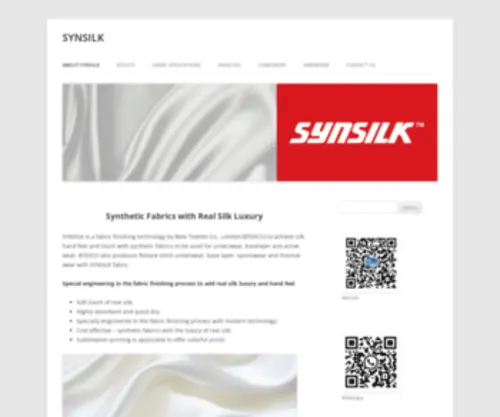 SYnsilk.com(Silk Finish Fabrics and Underwear) Screenshot