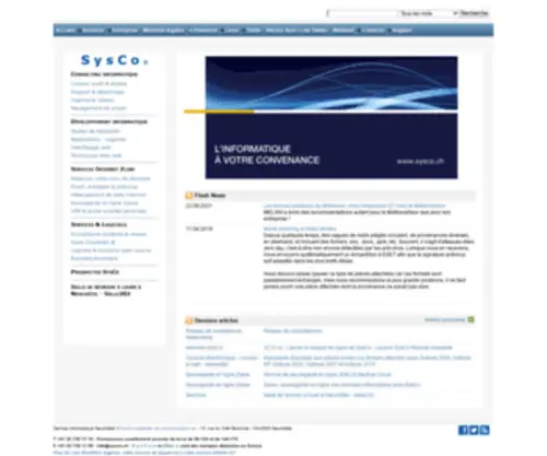SYsco.ch(S y s C o ® Site web principal de SysCo systèmes de communication sa) Screenshot
