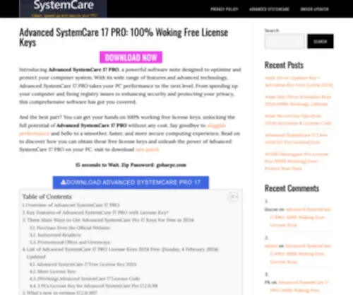 SYstemcarekey.net(Advanced SystemCare 17 PRO) Screenshot