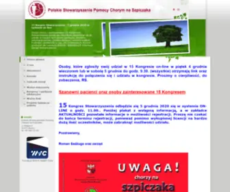 Szpiczak.org.pl(Polskie Stowarzyszenie Pomocy Chorym na Szpiczaka Olsztyn) Screenshot