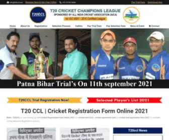 T20CCL.com(Cricket Registration Form Online 2021) Screenshot