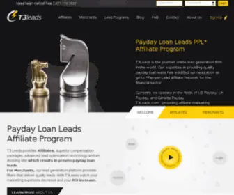 T3Leads.com(Payday Loan Leads PPL Affiliate Program) Screenshot