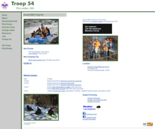 T54.org(Troop 54 Scouts BSA Worcester) Screenshot