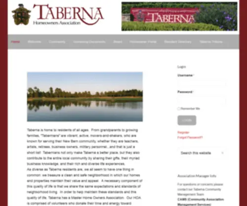 Tabernahoa.org(Taberna Homeowners Association) Screenshot