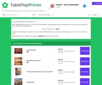 Tabletopprices.com(Find the best deals on board games) Screenshot