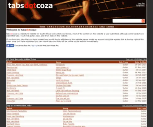 Tabs.co.za(South African Tablature Archive) Screenshot