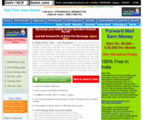 Tacthomejobs.com(PART TIME JOBS India's No.1 Online Part Time Jobs Data Entry Jobs From Home Part Time Work Online in India Data Entry Jobs From Home) Screenshot