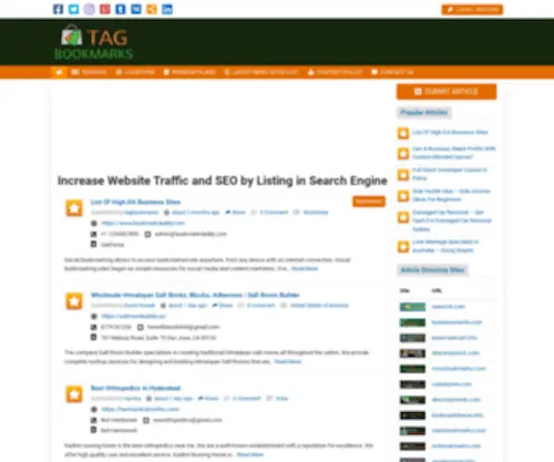 Tagbookmarks.com(Increase Website Traffic and SEO by Listing in Search Engine) Screenshot