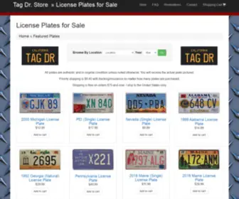 TagdrStore.com(Classic and Collectible License Plates for Sale) Screenshot