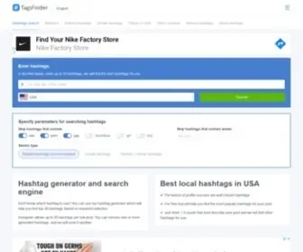 Tagsfinder.com(Hashtag generator for Instagram and Twitter in country Netherlands) Screenshot
