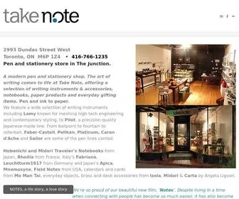 Takenotestore.ca(Pens, Notebooks, Stationery) Screenshot