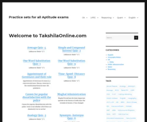 Takshilaonline.com(An online learning initiative for aptitude based exams likes SSC) Screenshot
