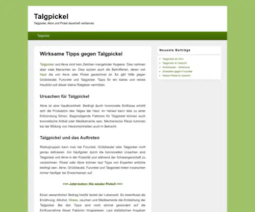 Talgpickel.com(5 wirksame Tipps gegen Talgpickel) Screenshot