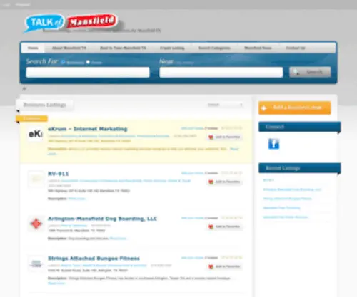 Talkofmansfield.com(Mansfield TX Business Directory) Screenshot