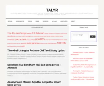 Talyr.com(Old and New Tamil Song Lyrics) Screenshot