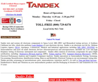 Tandextestlabs.com(Tandex test or screens all electronic components to Military & commercial specs) Screenshot