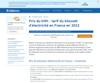 Tarificationprogressive.com(Prix du kWh : tarif du kilowatt d'électricité en France en 2022) Screenshot