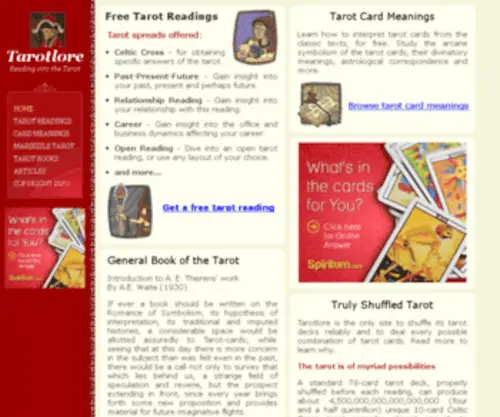 Tarotlore.com(Free Tarot Readings) Screenshot