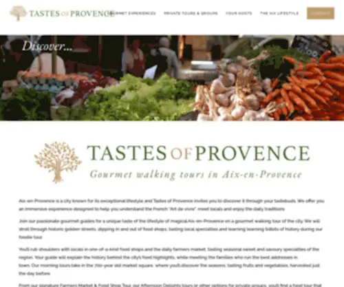 Tastesofprovence.com(Gourmet walking tours in Aix) Screenshot