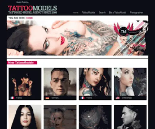 Tattoomodels.com(Tattooed Model Agency for Alternative Models) Screenshot