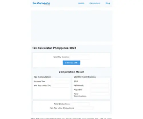 Taxcalculatorphilippines.com(Tax Calculator Philippines 2021) Screenshot
