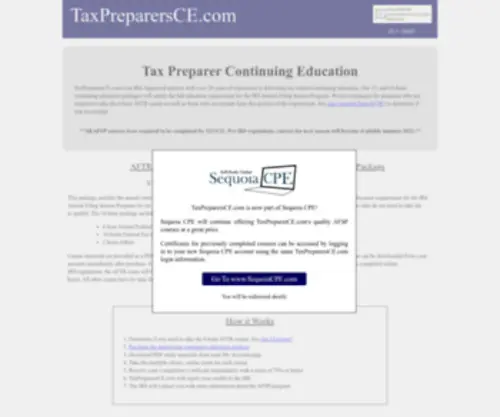 Taxpreparersce.com(Tax Preparer Continuing Education) Screenshot