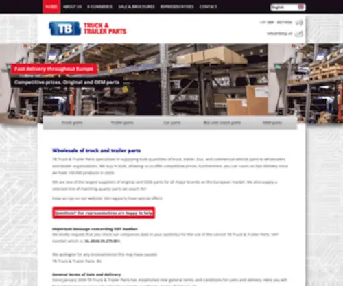 TBtruckandtrailerparts.com(Import and export of truck and trailer parts) Screenshot