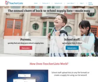 Teacherlists.com(Back-to-School Supply List 2023 for Grades K) Screenshot