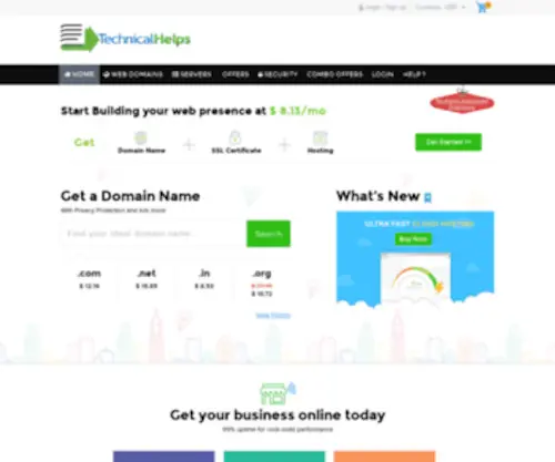 Technicalhelps.net(Domain names & web hosting company) Screenshot