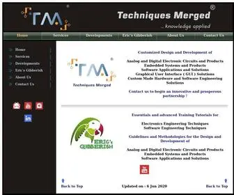 Techniquesmerged.com(Tailor Made Custom Made Customized Manufacture Design Development Software Electronic Circuits Hardware Applications Products Projects Solutions Systems) Screenshot