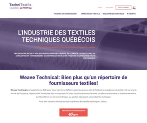 Technitextile.ca(L'industrie des textiles techniques du Québec) Screenshot