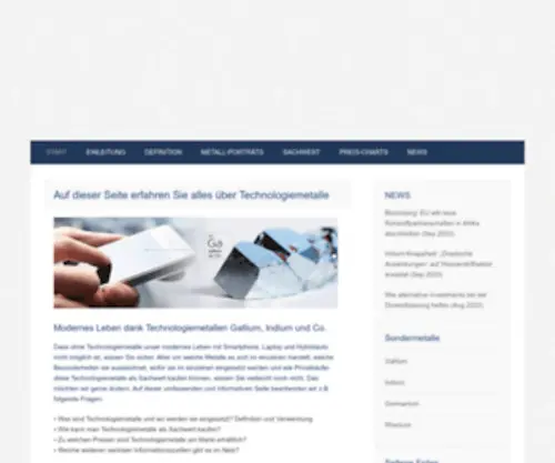 Technologiemetalle.de(Preise und Investitionsmöglichkeiten) Screenshot