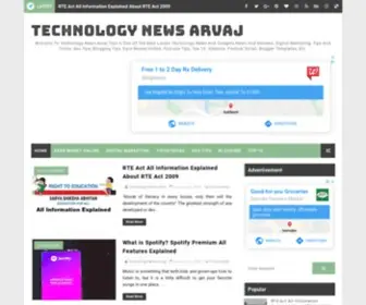 Technologynewsarvaj.com(Technology News Arvaj) Screenshot