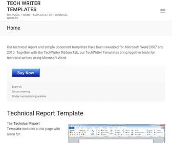 Techwritertemplates.com(Microsoft Word Templates for Technical Writers) Screenshot