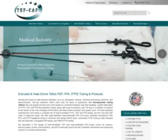 Tefcap.com(PTFE FEP PFA Heat Shrink Tubing & Extruded Fluoropolymer) Screenshot