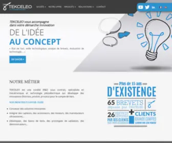 Tekceleo.fr(Développement de produits innovants basés sur les capteurs et actionneurs piézoélectriques) Screenshot