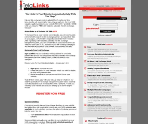 Telalinks.com(Automatic Free Link Exchange Manager) Screenshot