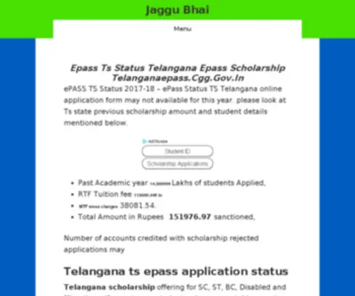 Telanganaepass.co.in(Telangana epass scholarship apply onlinefresh) Screenshot