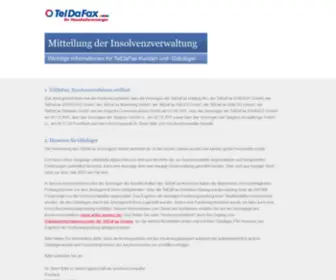 Teldafax.de(Mitteilung der Insolvenzverwaltung) Screenshot