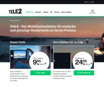 Tele2.de(Mit den neuen Allnet Flat Mobilfunktarifen mobil telefonieren & surfen und mit der günstigen DSL) Screenshot