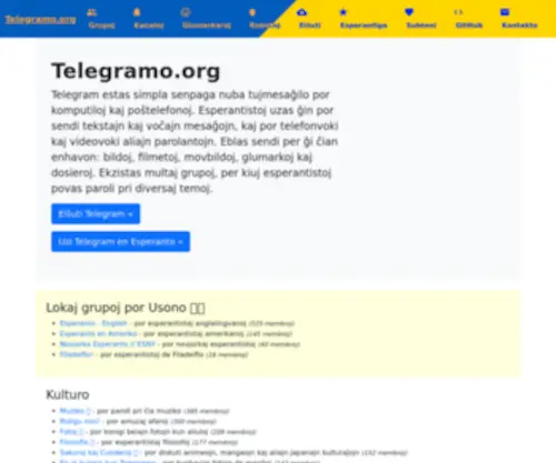 Telegramo.org(Telegram estas simpla tujmesaĝilo por komputiloj kaj poŝtelefonoj. Ekzistas multaj grupoj) Screenshot