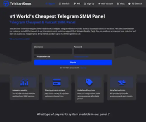 Telekartsmm.com(Telegram SMM Panel) Screenshot